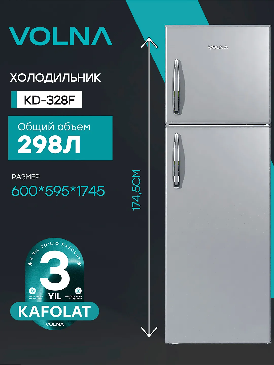 Muzlatgich Volna KD-328 F, stalnoy