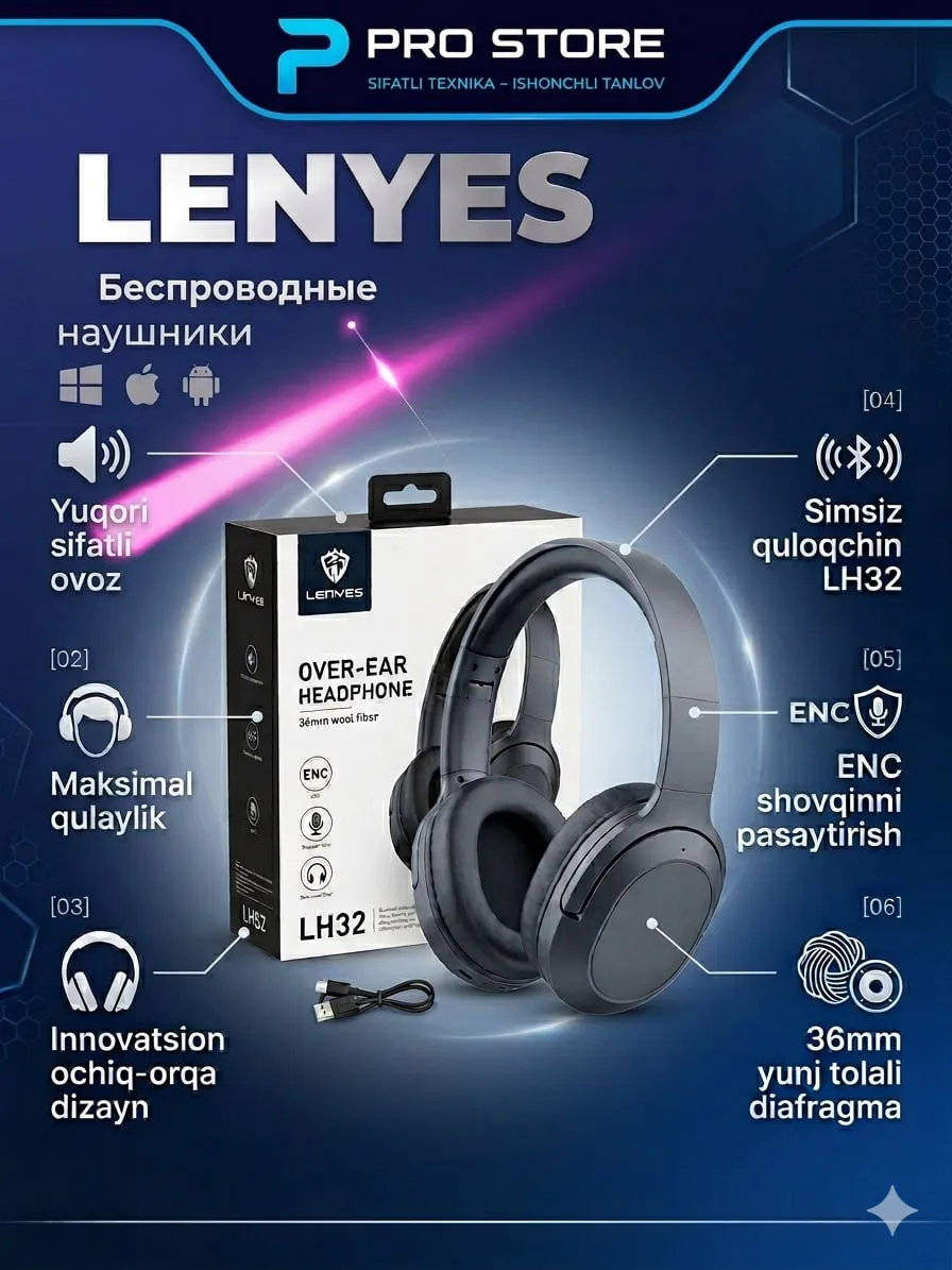 Quloqchinlar LENYES LH32, qora