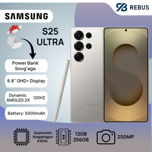 Smartfon Samsung Galaxy S25 Ultra 12/256 GB Titanium Black. Ofitsialniy produkt