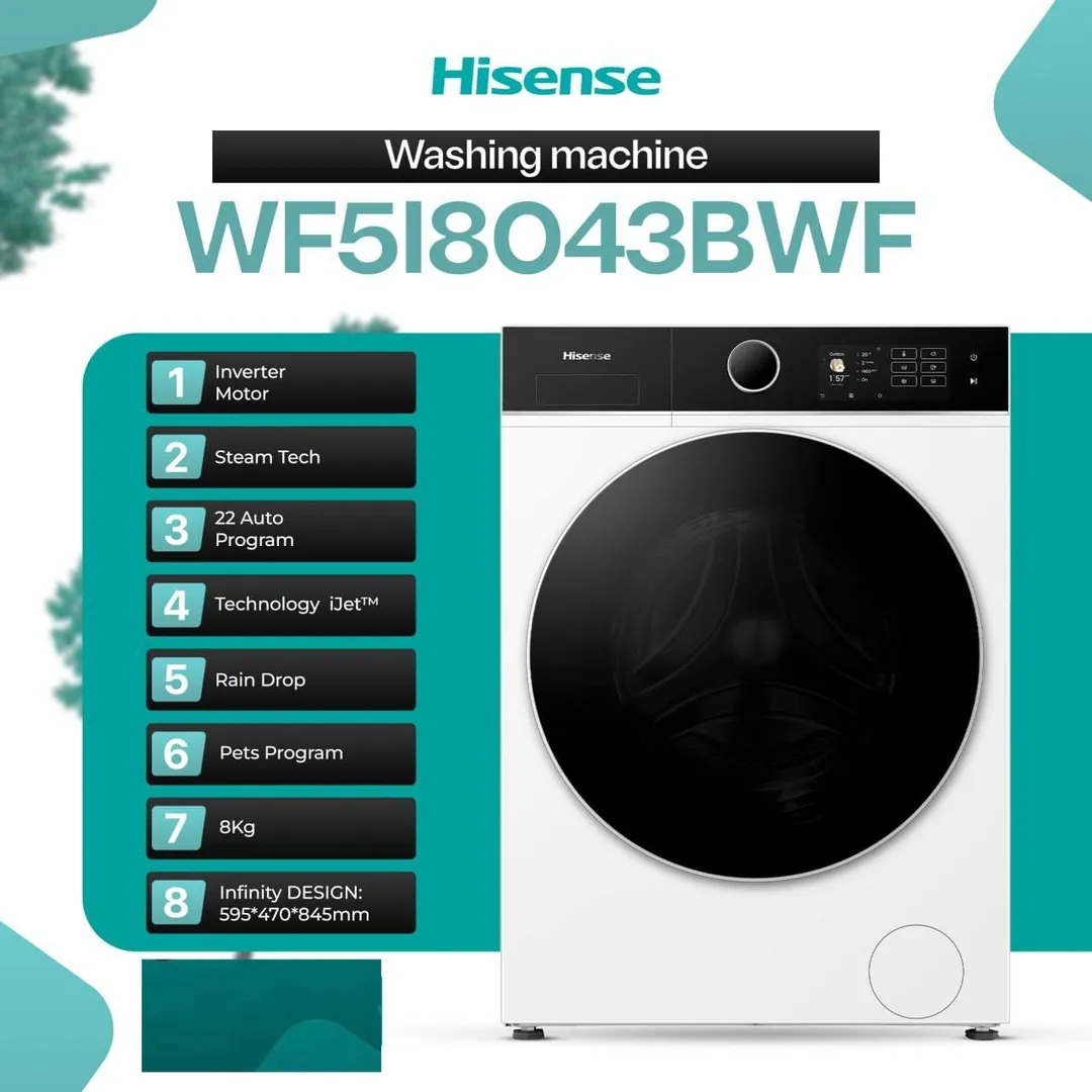 Kir yuvish mashinasi Hisense WF5I8043BWF, oq
