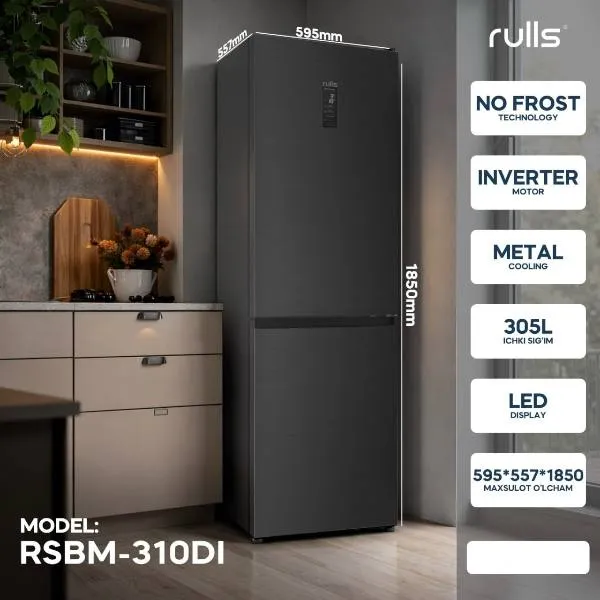Muzlatgich Rulls RSBM-310DI, qora