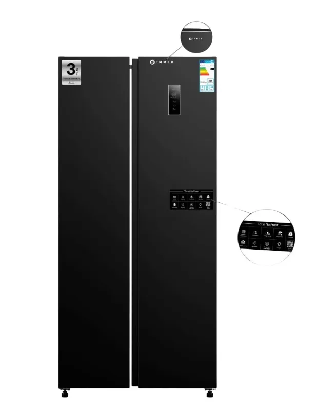 Muzlatgich Immer NF460SBS, qora