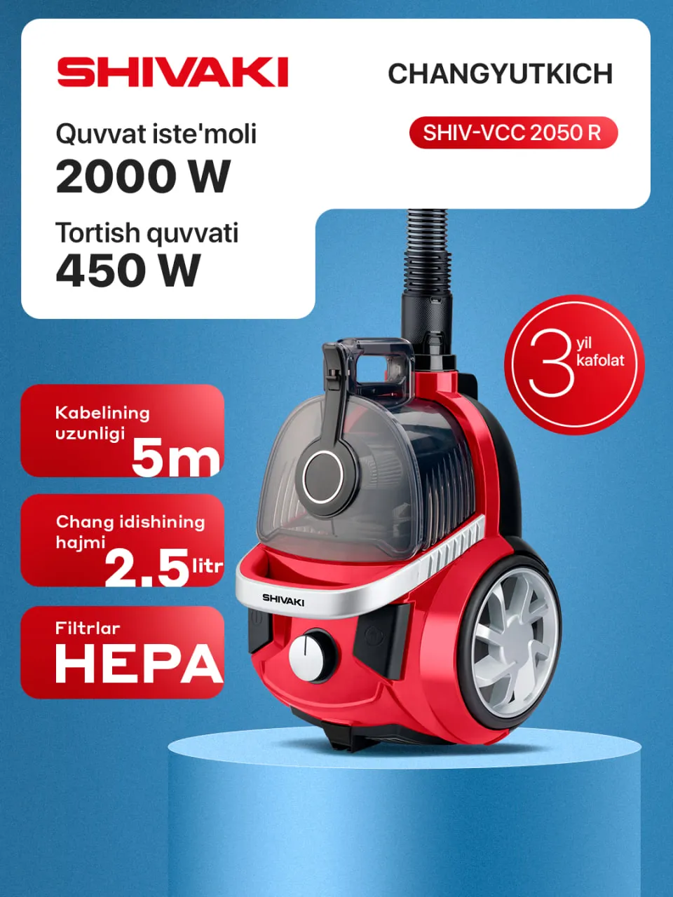 Changyutgich Shivaki VCC-2050R, qizil
