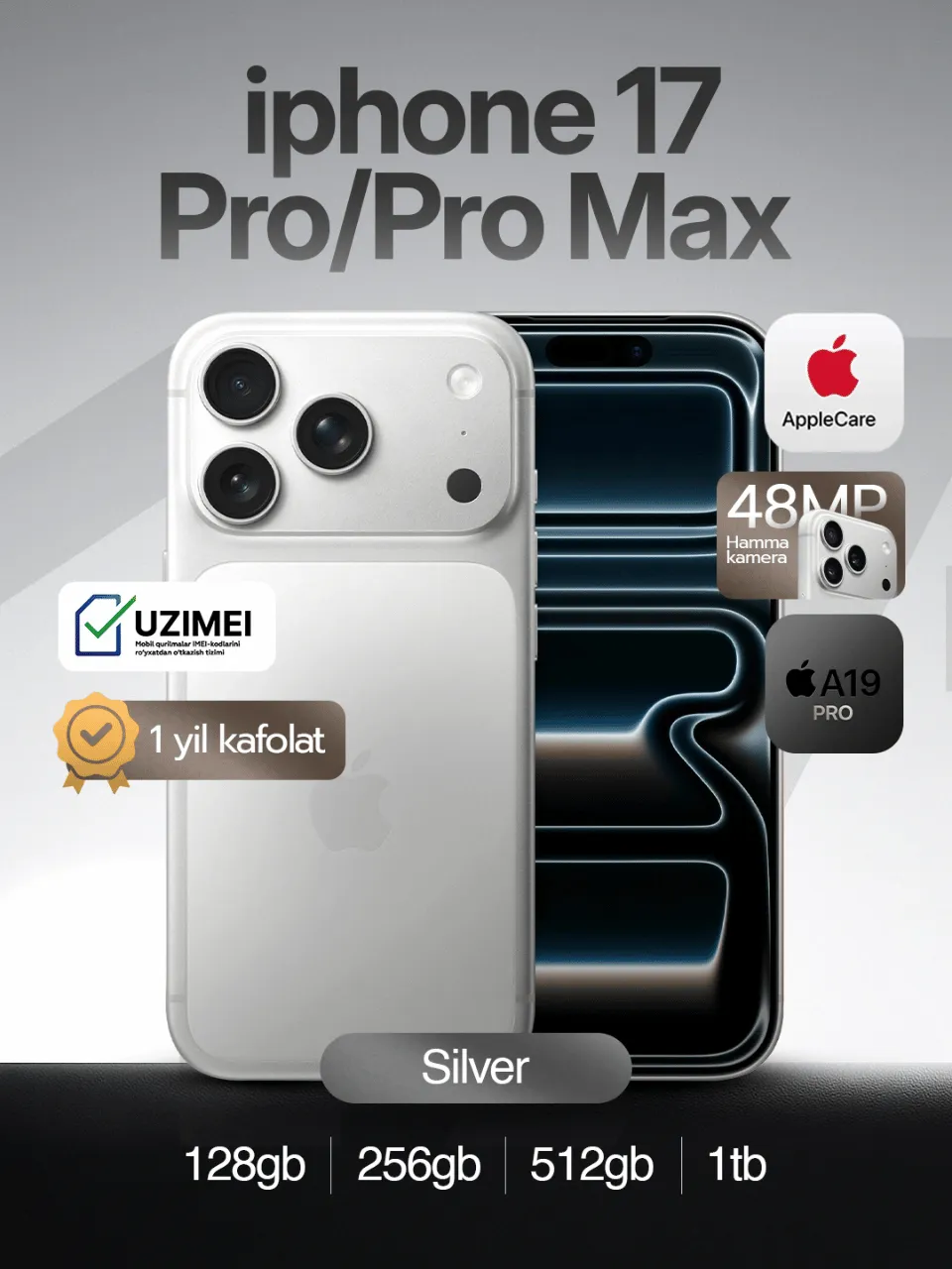 Smartfon Apple iPhone 17 Pro 256 GB (eSIM eSIM), Silver
