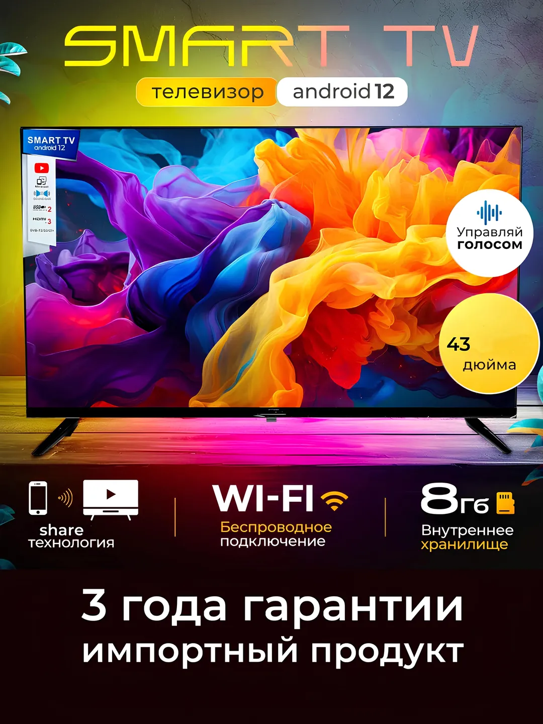 Smart televizor Wellstars S4300 43", qora