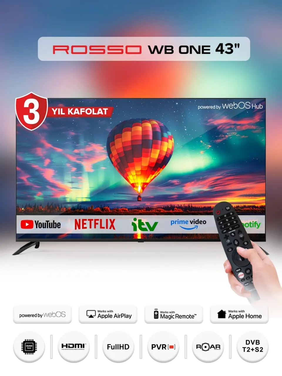 Televizor Rosso 43 WEBOS ONE, Qora