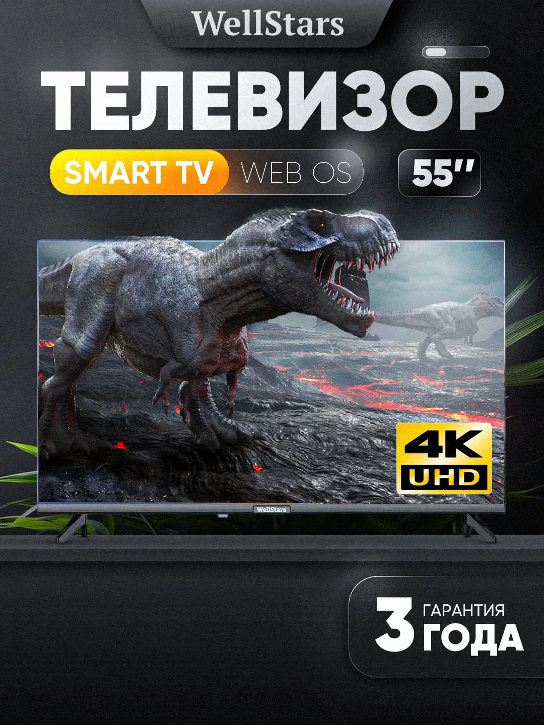 Televizor Wellstars P5500 4K UHD WebOS 55", qora