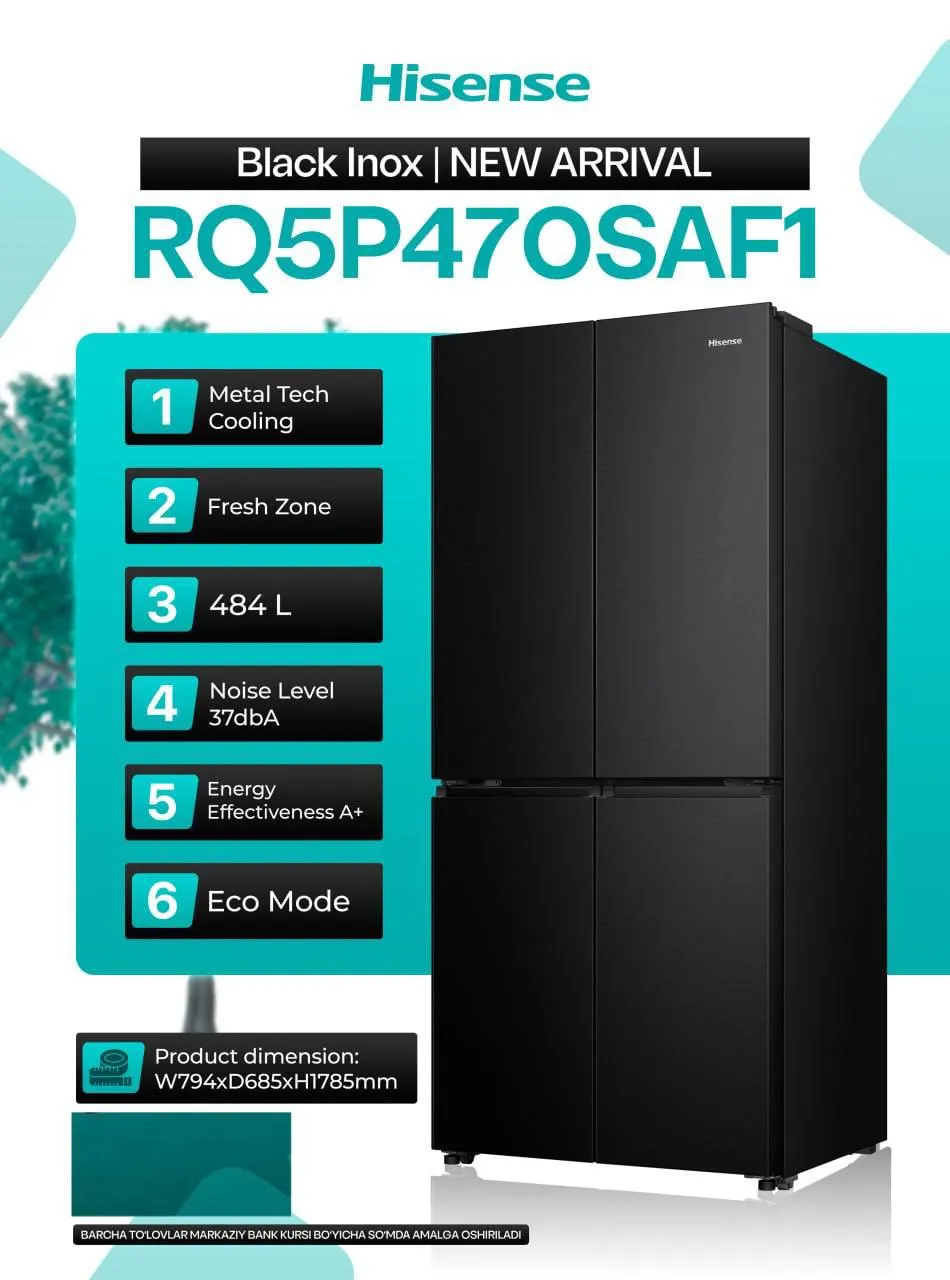 Muzlatgich Hisense RQ5P470SAF1, qora