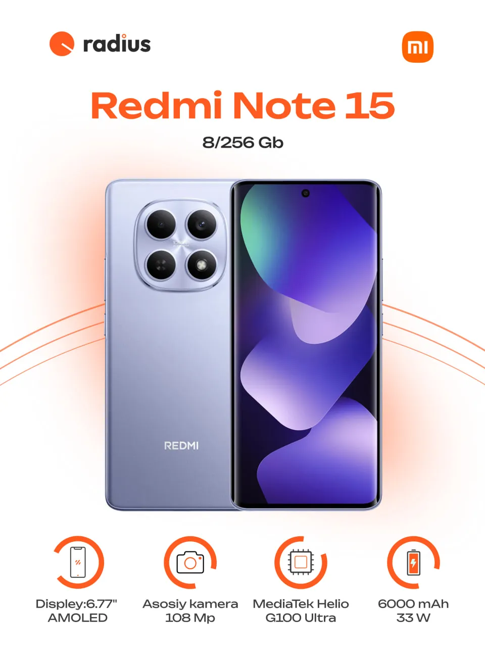 Smartfon Redmi Redmi Note 15 8/256 GB, siyohrang