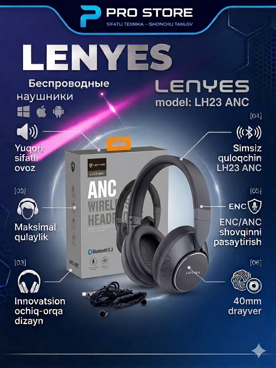 Quloqchinlar LENYES LH23, qora