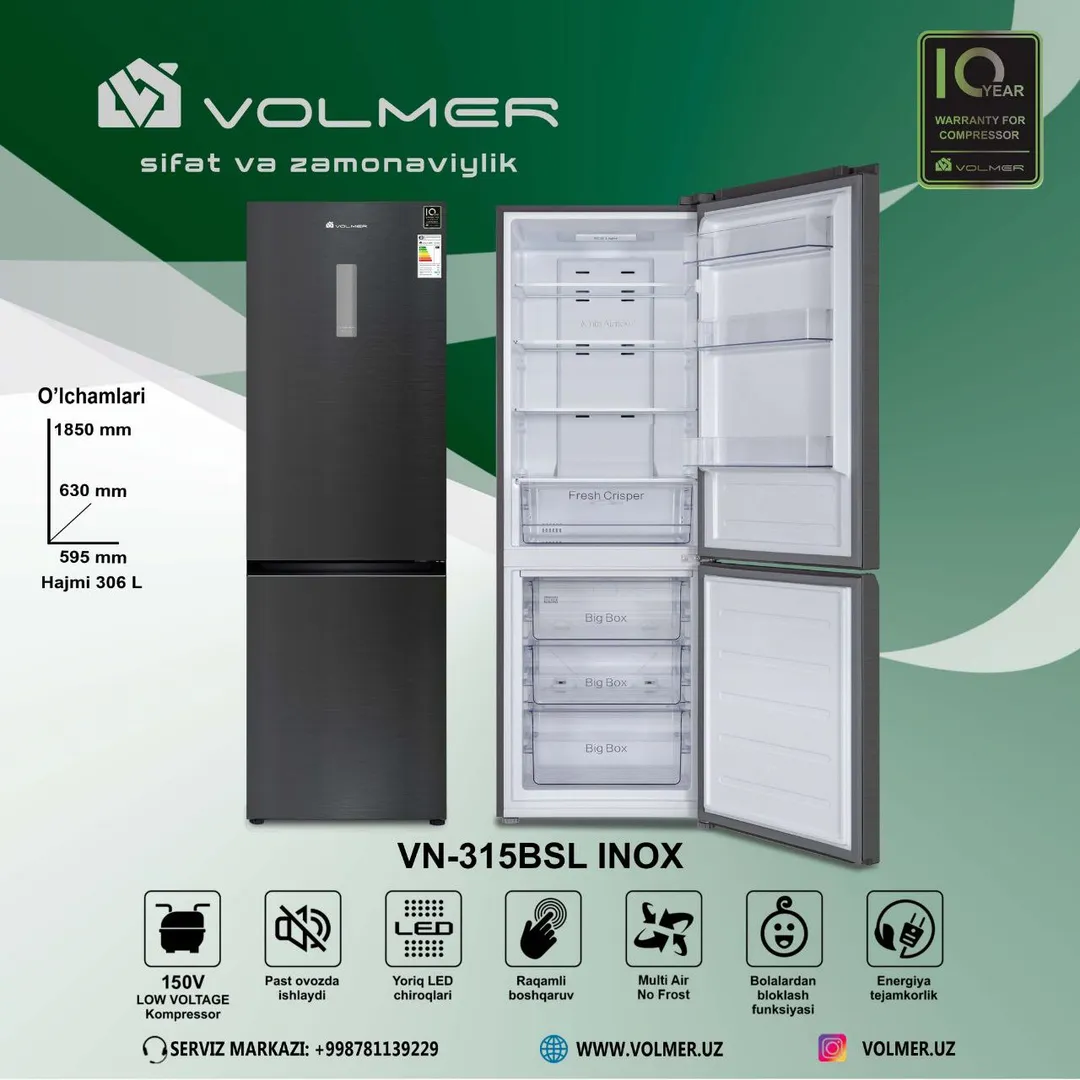 Muzlatgich Volmer VN-315BSL, inox