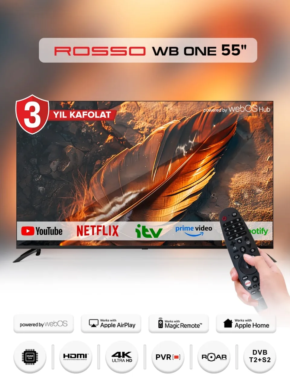 Televizor Rosso 55 WEBOS ONE, Qora