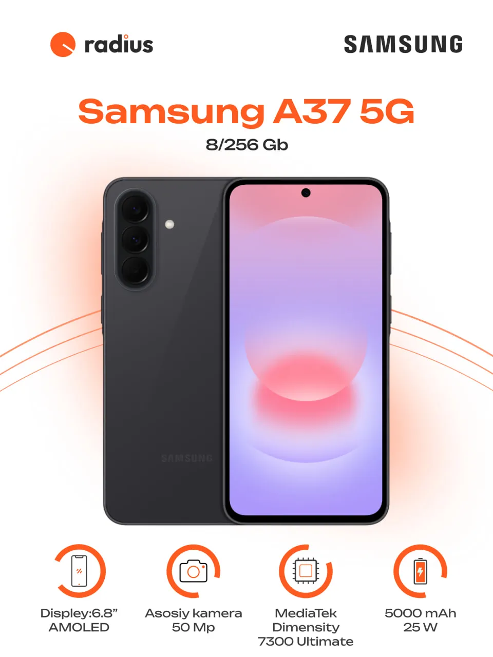 Smartfon Samsung Galaxy A37 5G 8/256 GB, Awesome Lightgray
