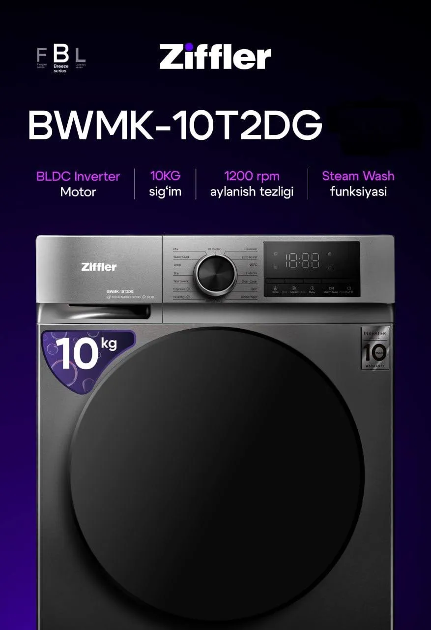 Kir yuvish mashinasi Ziffler BWMK 10T2DG,kulrang