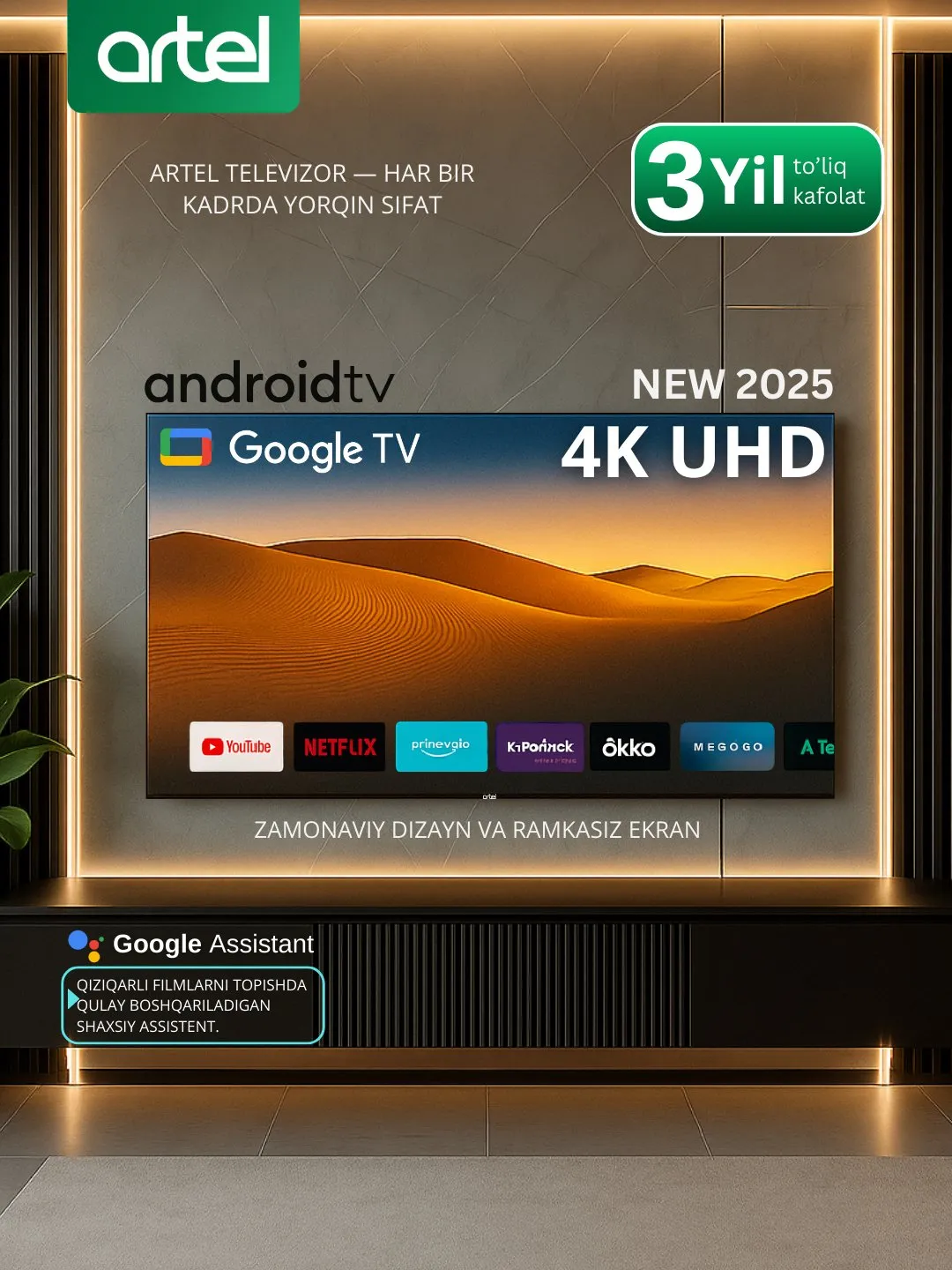 Televizor Artel A55PUCH010, qora