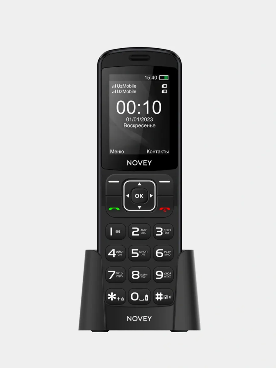 Knopochniy telefon Novey D10, qora