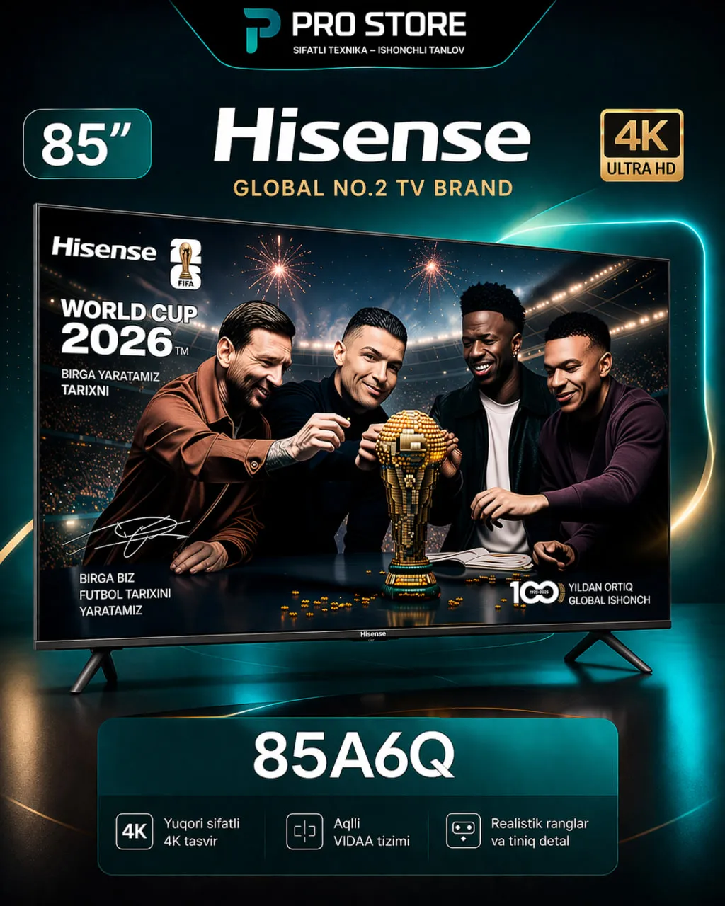 Televizor Hisense 85A6Q 85", qora