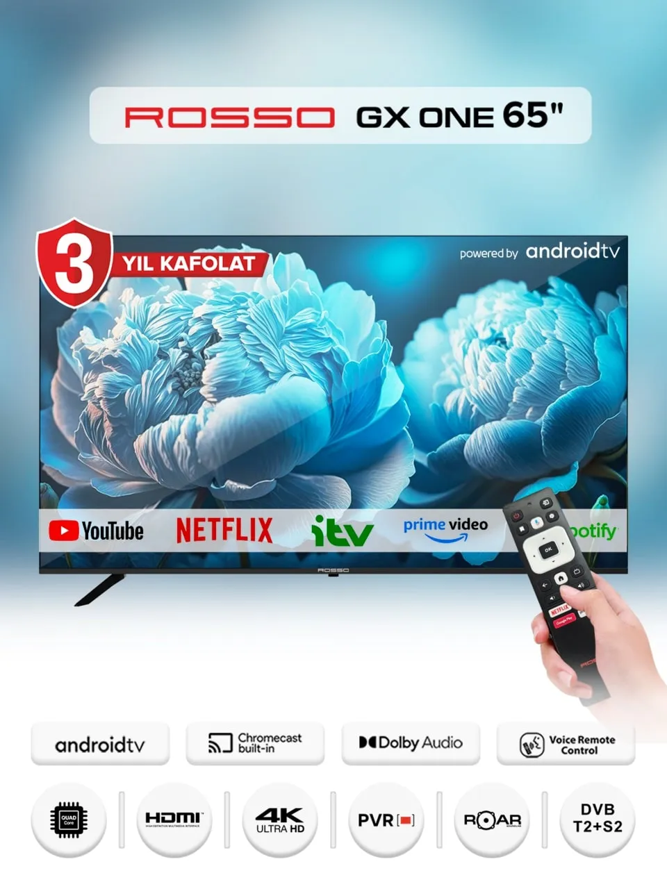 Televizor Rosso 65GX90W, qora