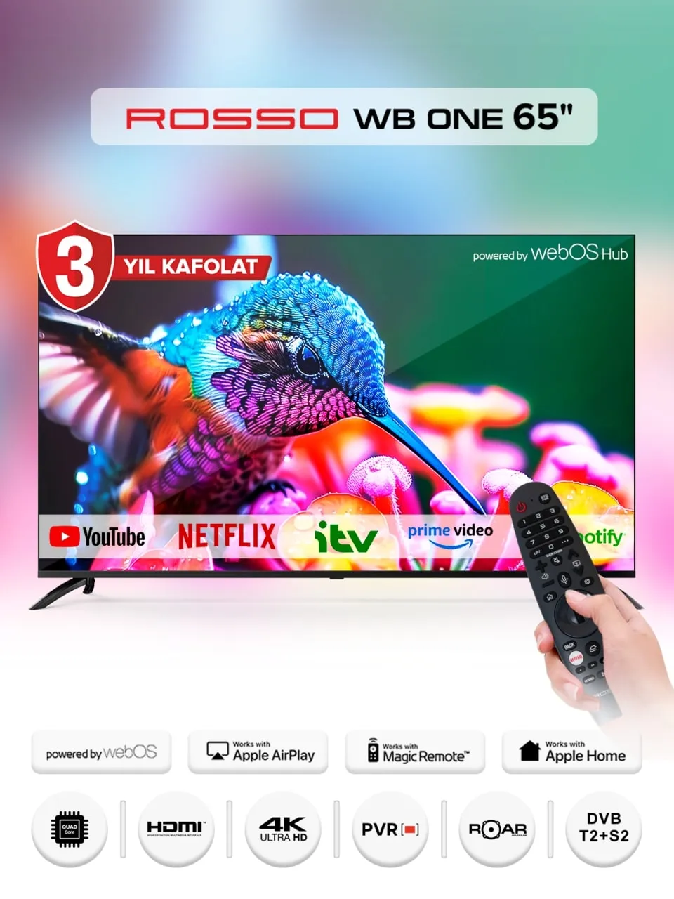 Televizor Rosso 65 Webos one Smart, Qora