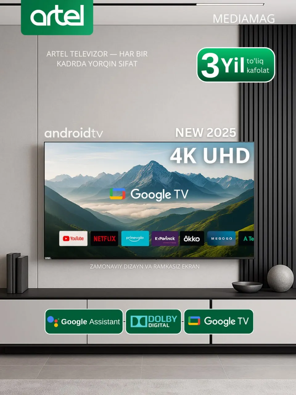 Televizor Artel A65PUCH010, qora