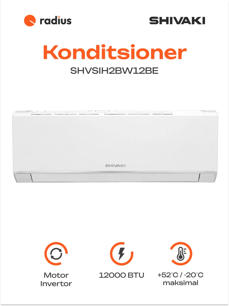 Konditsioner Shivaki Breeze SHVSIH2BW12BE 12, oq