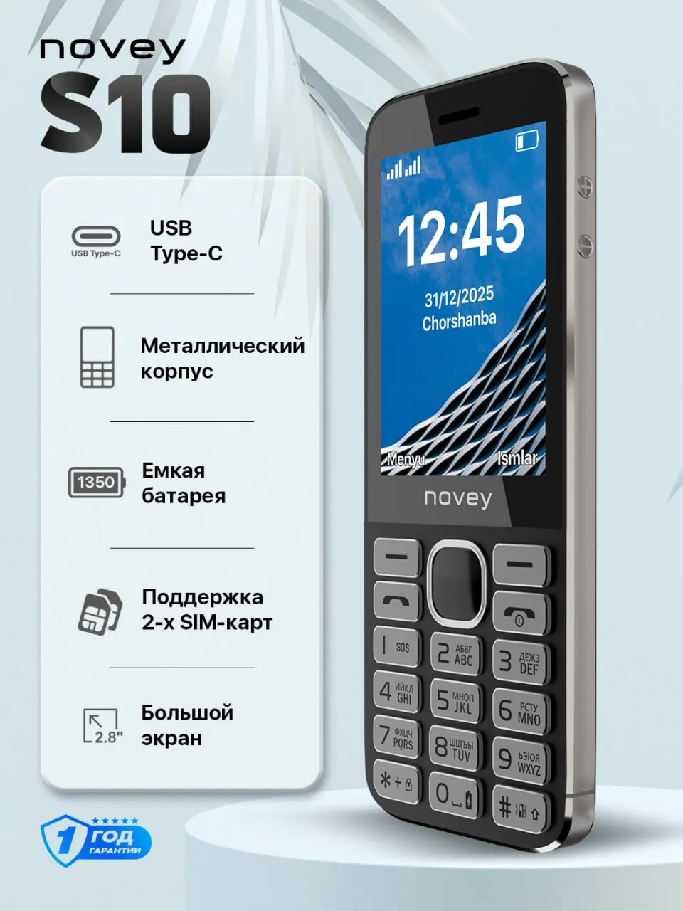 Knopochniy telefon Novey S10, qora