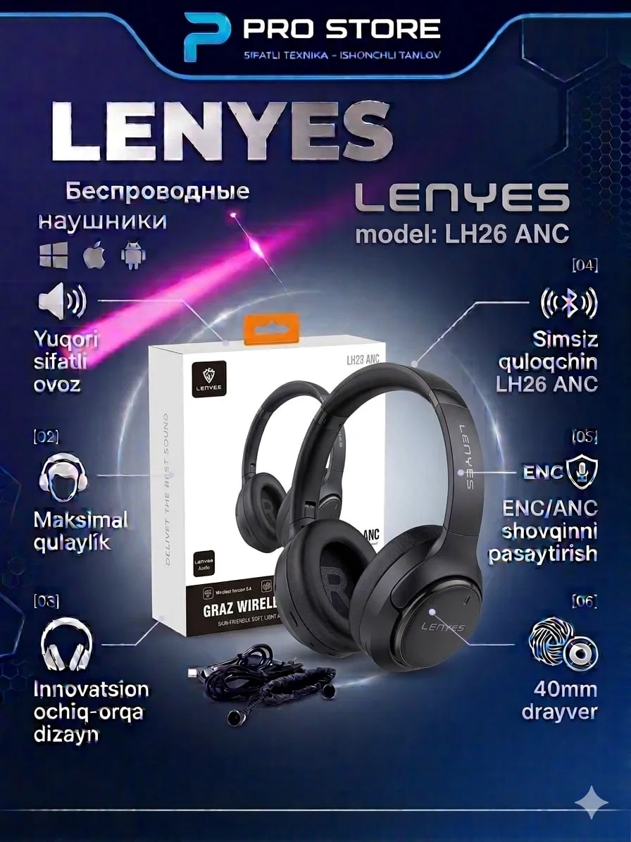 Quloqchinlar LENYES LH26, qora