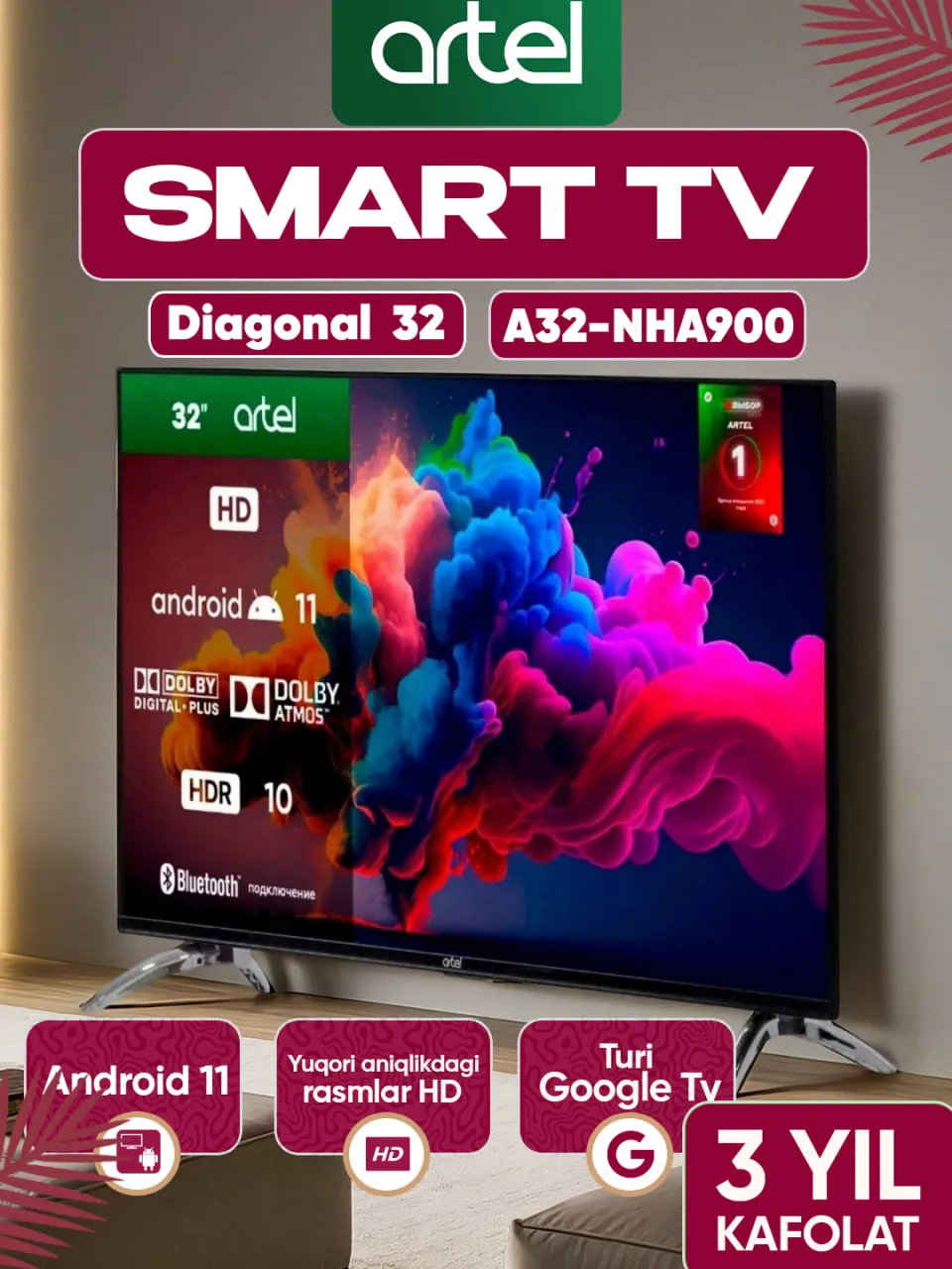Televizor Artel 32NHA900, qora