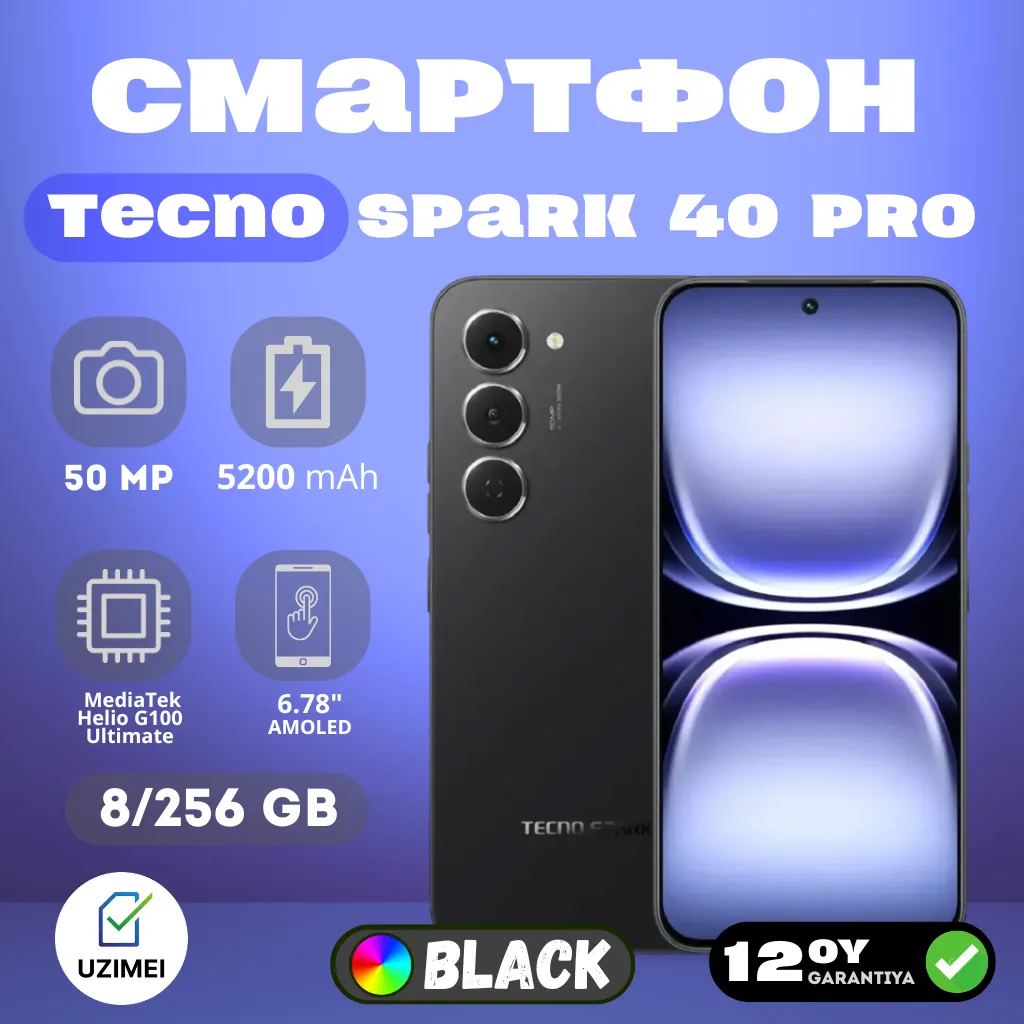 Smartfon Tecno Spark 40 Pro 8/256 GB, qora