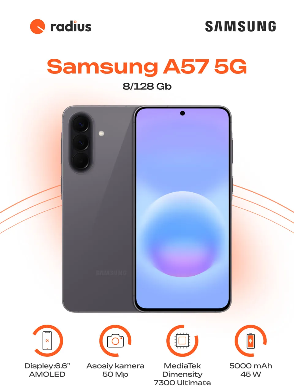 Smartfon Samsung Galaxy A57 5G, Awesome Lightgray