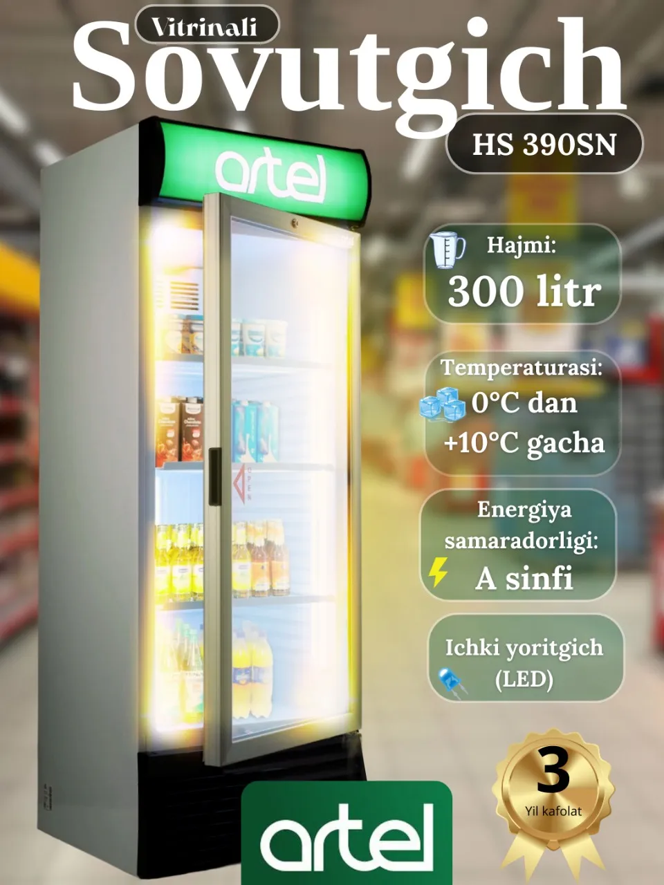 Muzlatgich Artel HS390SN Eco Frost, oq