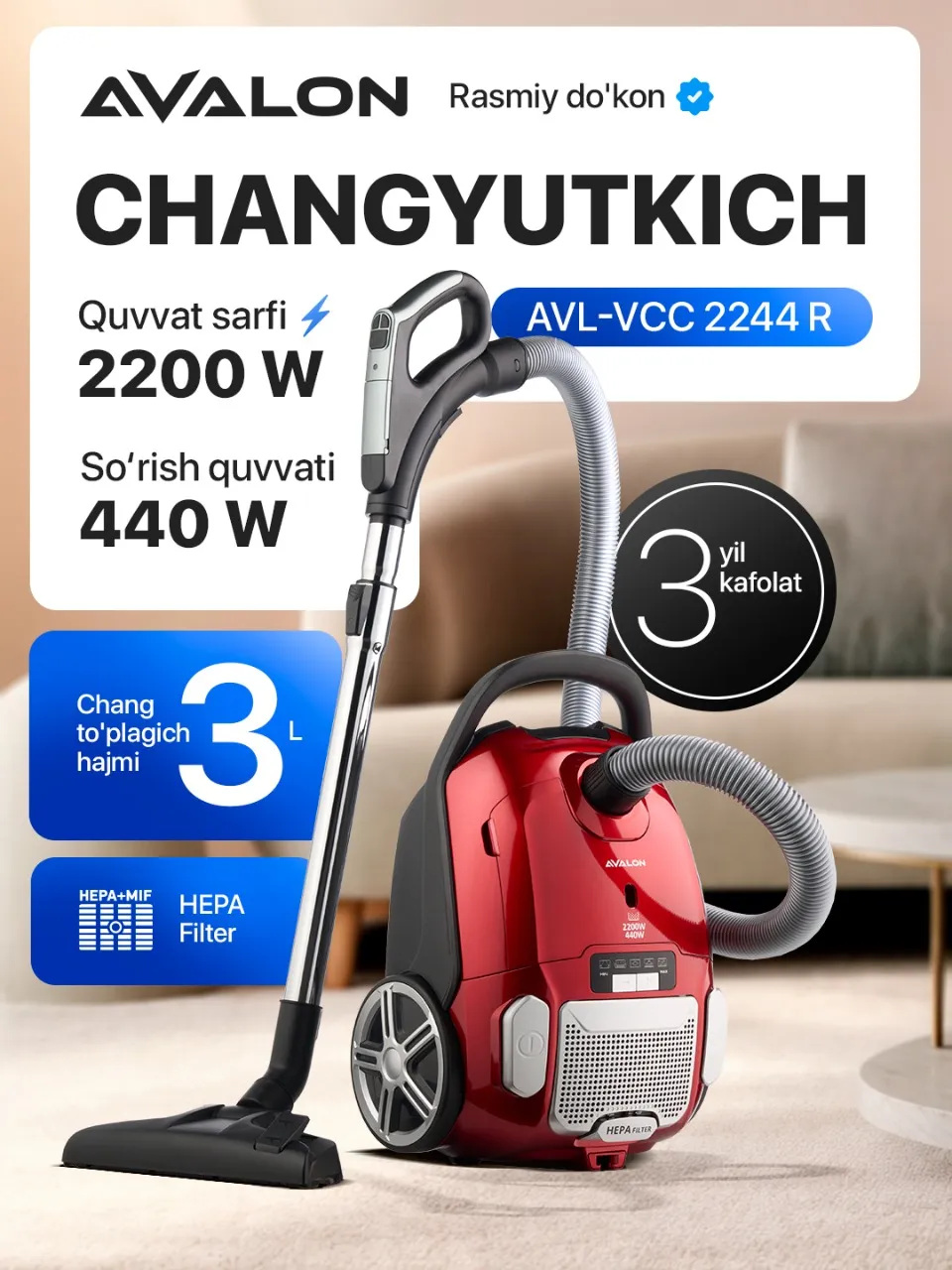 Changyutgich Avalon VCC-4135, bordoviy