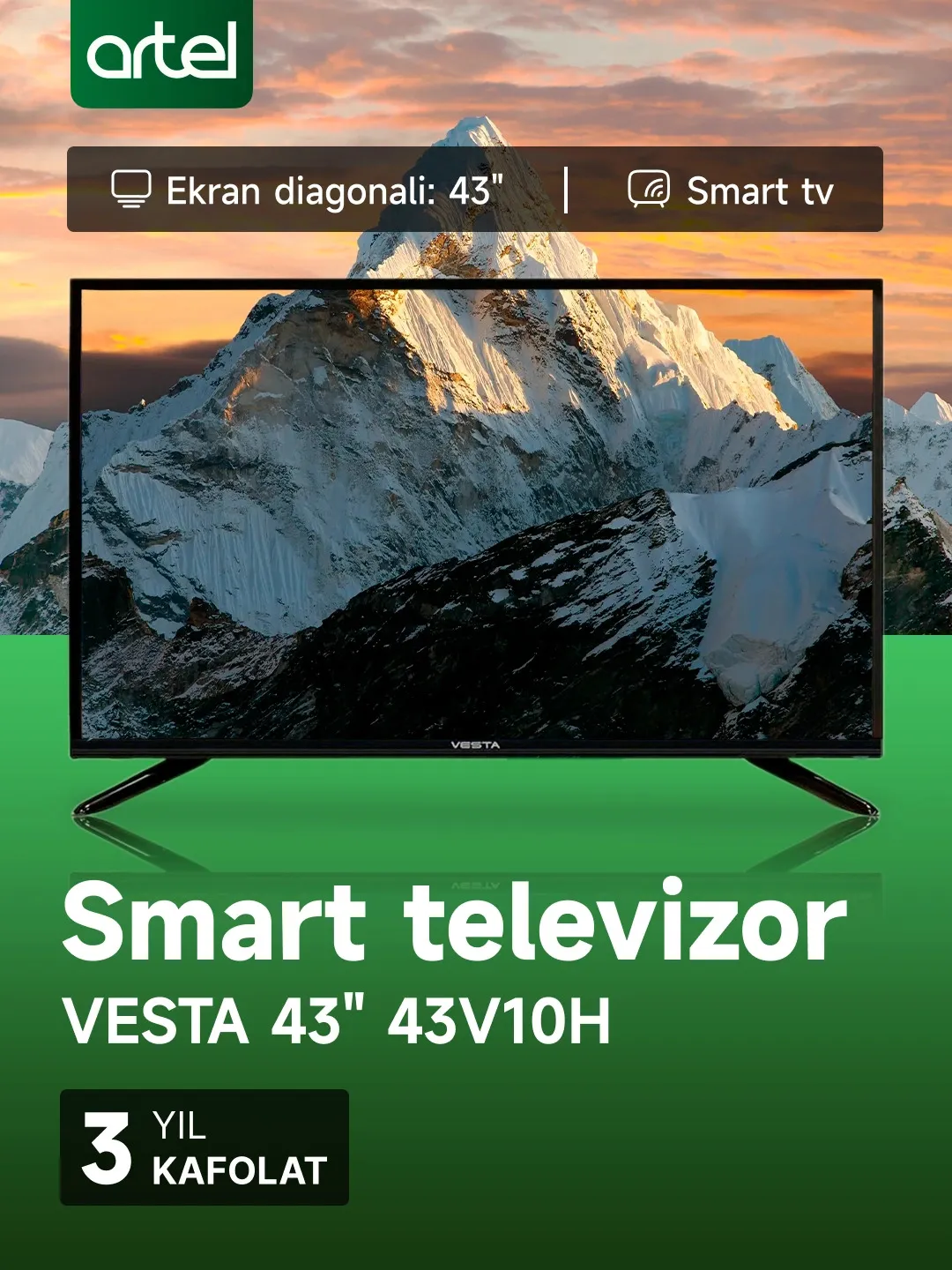 Televizor Vesta 43V10H Smart TV, qora