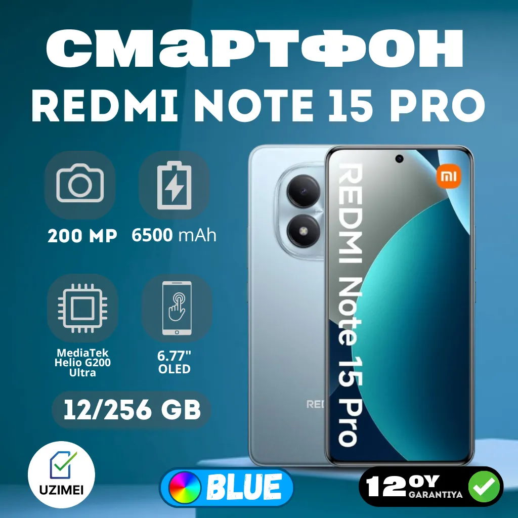 Smartfon Xiaomi Redmi Note 15 Pro 12/256 GB, goluboy