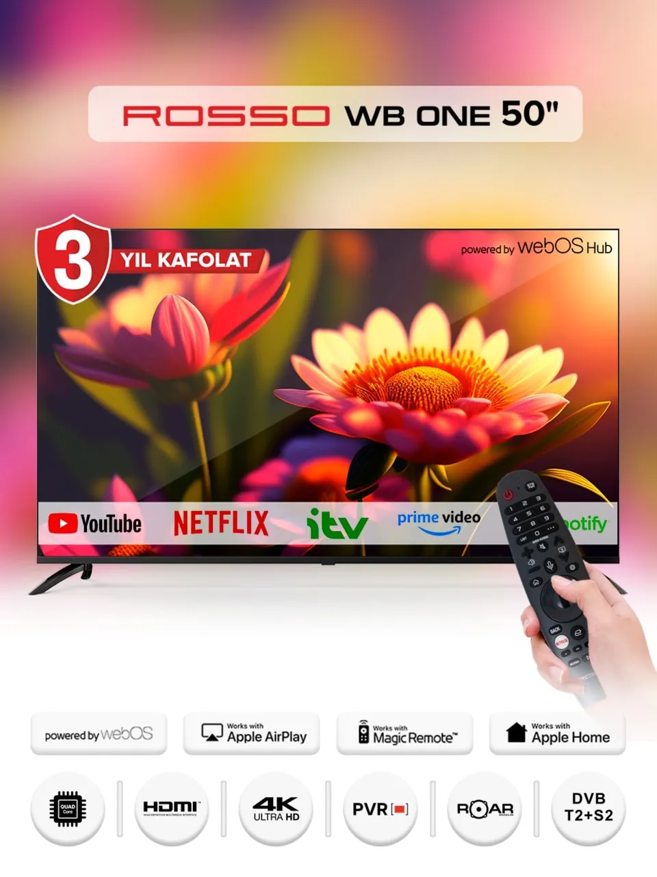 Televizor Rosso 50 WEBOS ONE, Qora