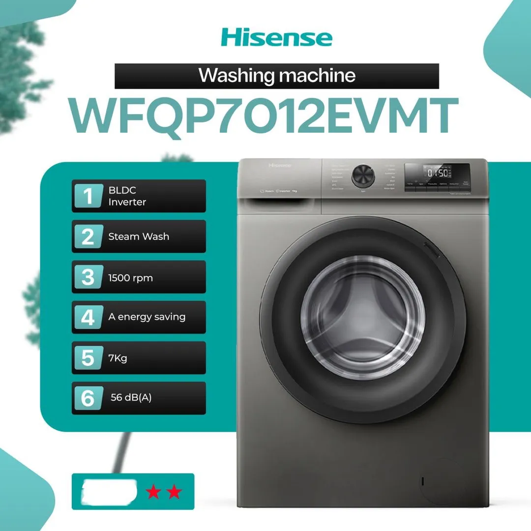 Kir yuvish mashinasi Hisense WFQP7012EVMT, kulrang