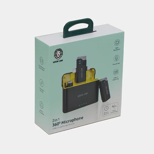 Simsiz petlichniy mikrofon Green Lion 3 IN 1 360 Microphone USB-C, Lightning, Aux