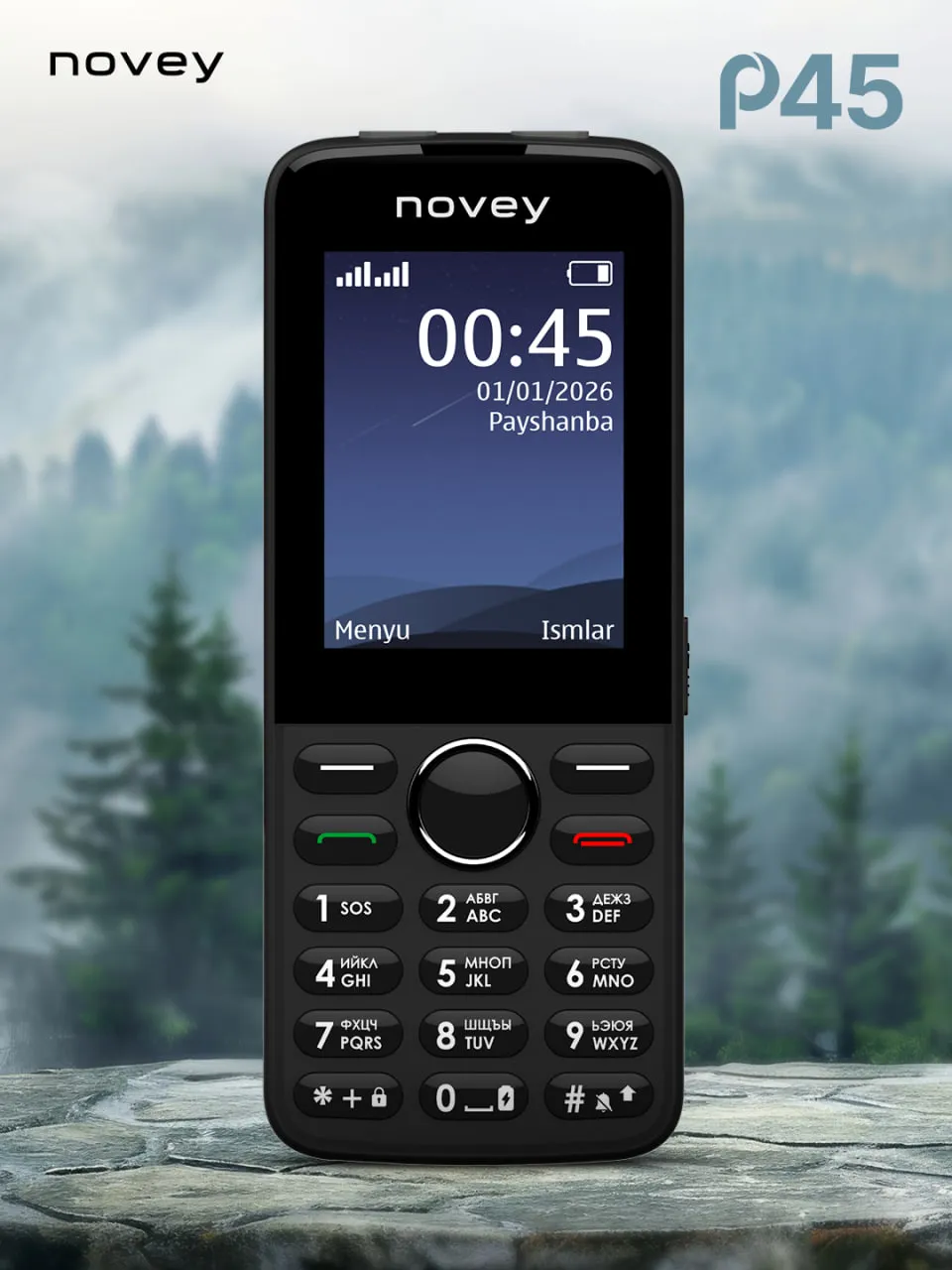 Knopochniy telefon Novey P45, qora