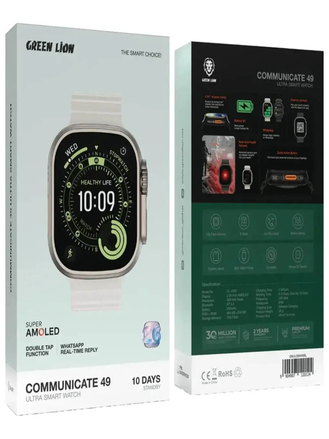Aqlli soat Green Lion Communicate 49 Ultra, oq