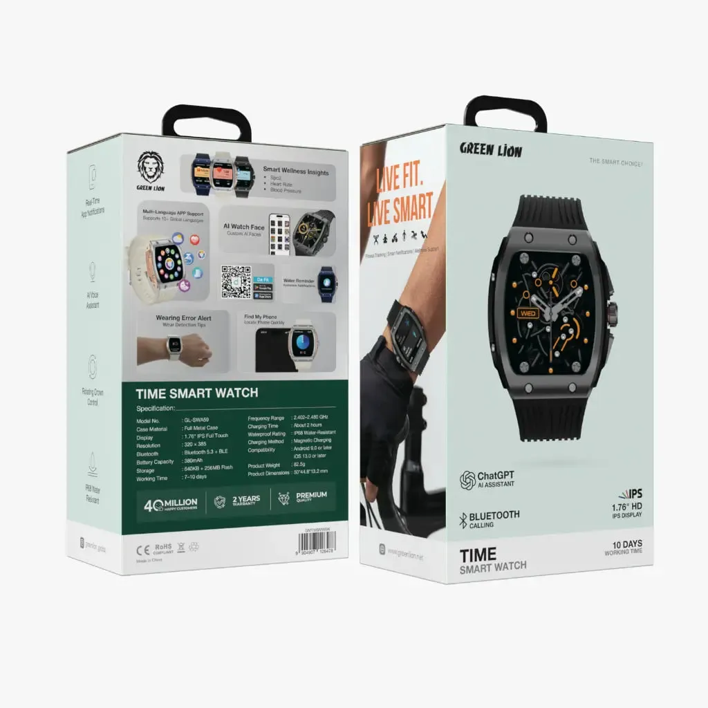 Aqlli soat Green Lion Smart Watch Time, qora
