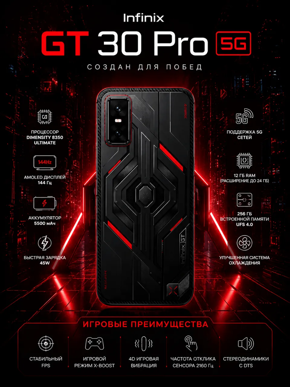 Smartfon Infinix GT 30 Pro 12/256 GB, Dark Flare