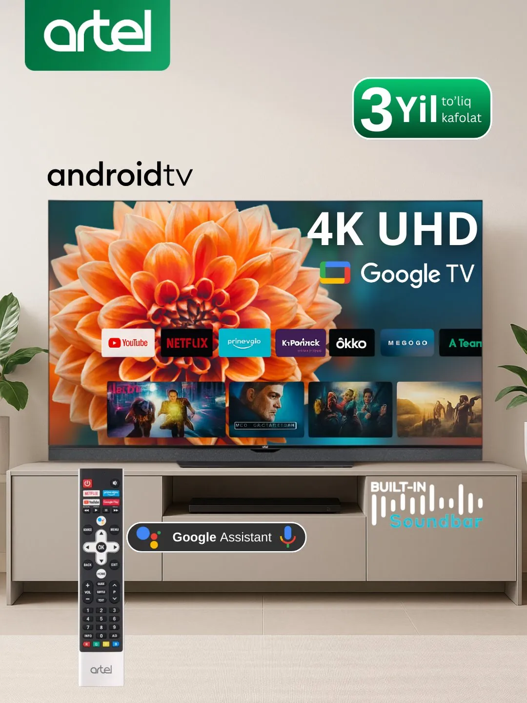Televizor Artel 50AU20K, qora