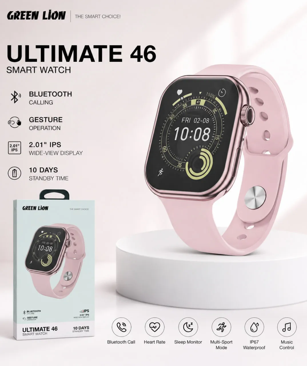 Aqlli soat Green Lion Ultimate 10 (46 mm), Rose Gold